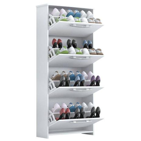 Sapateira 4 Portas Safira Suporta Vários Sapatos Branco - Quarta Divisao Menor preço em Sapateira 4 Portas Safira Suporta Vários Sapatos Branco - Quarta Divisao