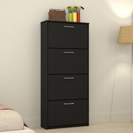 Sapateira Anne com 4 Portas - Preto - Mira Rack Menor preço em Sapateira Anne com 4 Portas - Preto - Mira Rack