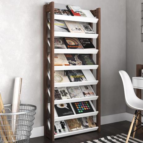 Sapateira Closet 8 Prateleiras 69 cm Az1006 Branco/Nogal - Tecno mobili Menor preço em Sapateira Closet 8 Prateleiras 69 cm Az1006 Branco/Nogal - Tecno mobili