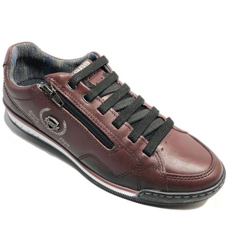 sapatênis couro pegada zíper masculino