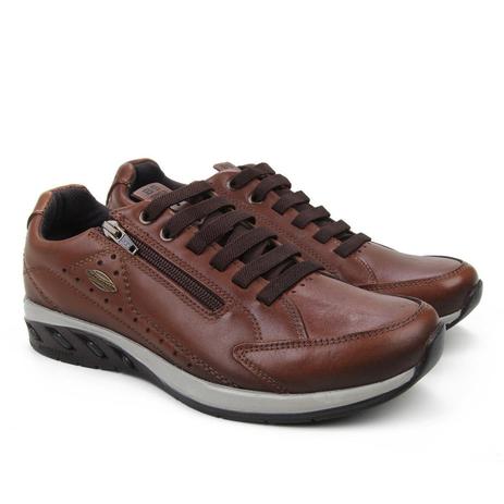 sapatênis couro pegada zíper masculino