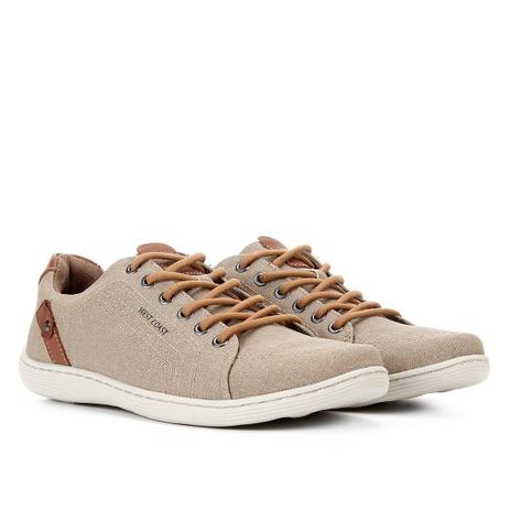 sapatênis couro west coast listra masculino