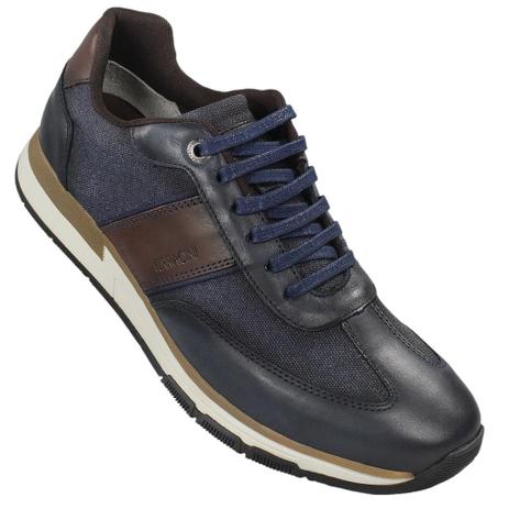 Sapatênis Masculino Couro Branco Com Azul Tamanho 42 em Promoção | Ofertas  na Americanas