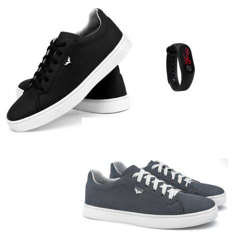 sapatenis masculino kit 2 + relogio digital mais barato preto e cinza 37 -  TOURO BOOTS - Kit Masculino - Magazine Luiza