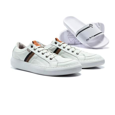 Sapatênis Polo North Masculino Couro + Chinelo Slide Casual - Kit Masculino  - Magazine Luiza