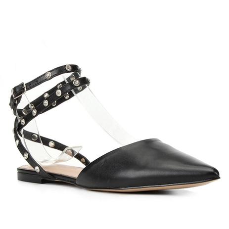 Sapatilha Couro Shoestock Bico Fino Rebite Strass Feminina - Calçados  Femininos - Magazine Luiza