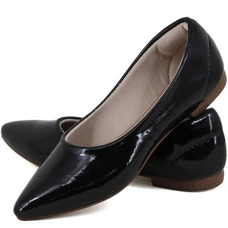 Sapatilha Feminina Casual Confortável Preta Verniz - Magi Shoes Menor preço em Sapatilha Feminina Casual Confortável Preta Verniz - Magi Shoes