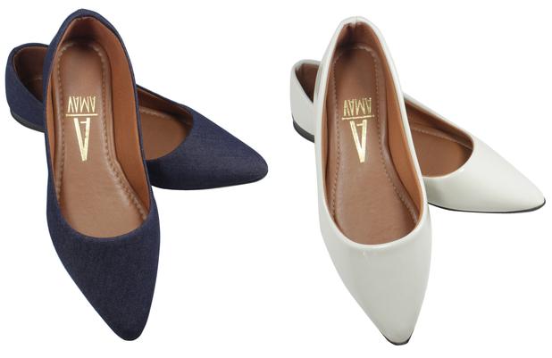 Sapatilha Kit 02 Pares Feminino Bico Fino Salomé Mule - AMAV SHOES Menor preço em Sapatilha Kit 02 Pares Feminino Bico Fino Salomé Mule - AMAV SHOES