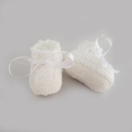 Sapatinho Bebê Branco Feito A Mão Unissex Tricô 0/3 Meses Lã - NIELA SHOP -  Sapatinho de Bebê - Magazine Luiza