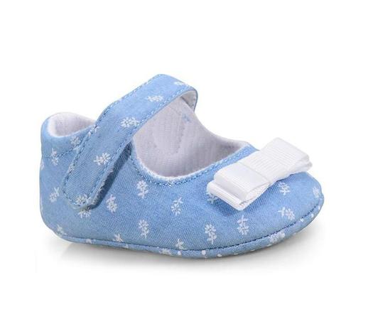 Sapatinho Bebê Floral Jeans - Pimpolho - Sapatinho de Bebê - Magazine Luiza