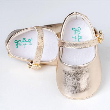 Sapatinho Bebê Menina Dourado Coração 18 Grão de Gente - Sapatinho de Bebê  - Magazine Luiza