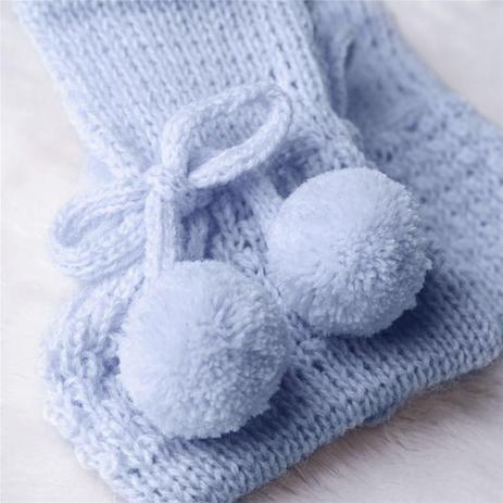 Sapatinho Bebê Menino Tricot Pompom Azul Grão de Gente - Sapatinho de Bebê  - Magazine Luiza