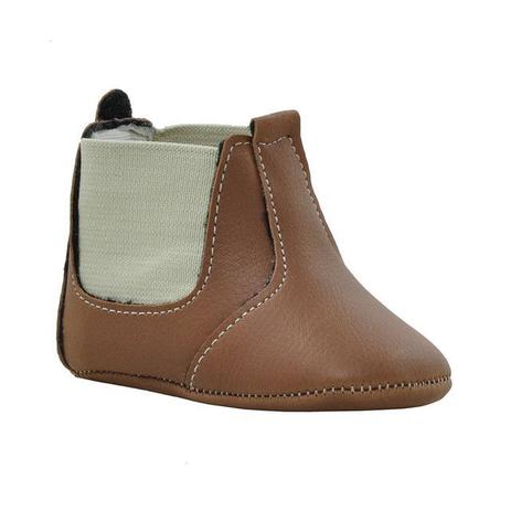 Sapatinho de Bebê Bicho de Pé - Botina Masculina com Elástico- Sintético -  Caramelo e Bege - Bicho de Pé Baby - Sapatinho de Bebê - Magazine Luiza
