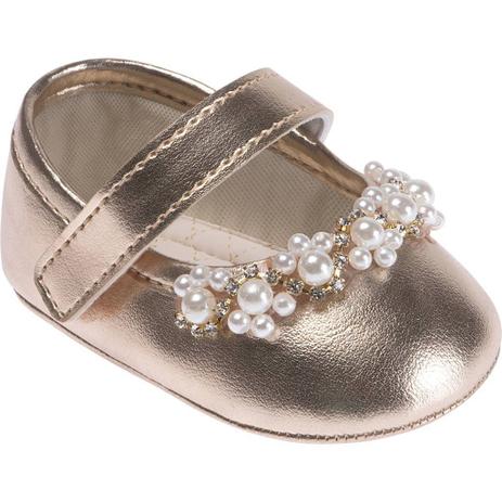 Sapato fase 2 com laço e pérola nude menina pimpolho :: Meu Bebê PA