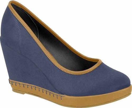 sandalia anabela beira rio azul marinho