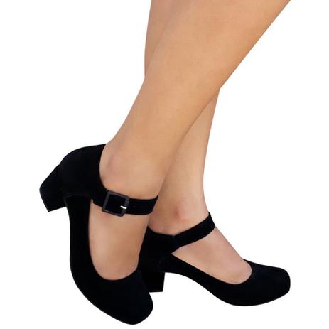 Sapato Boneca Preto Camurça Feminino Social Salto Medio - Duani - Calçados Femininos - Magazine Luiza
