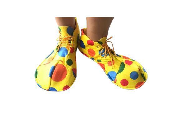 Sapato de Palhaço Preto/Branco/Vermelho com Estrel