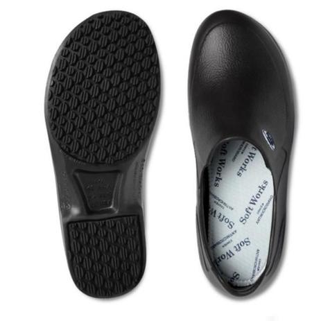 Sapato profissional Soft Works EVA preto BB65 antiderrapante com salto CA  31898 Arican