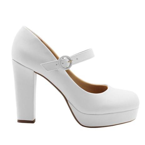 sapato branco feminino salto grosso