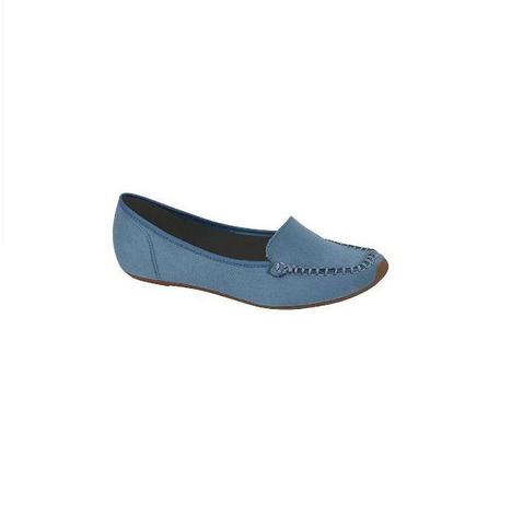 Sapato Feminino Mocassim Moleca Camurça Flex Azul 5252.207 - Mocassim  Feminino - Magazine Luiza