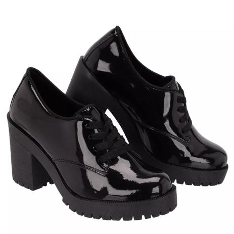 Sapato Feminino Oxford Salto Grosso Bota Tratorada Cano Curto Salto Alto -  Dmazons - Oxford Feminino - Magazine Luiza
