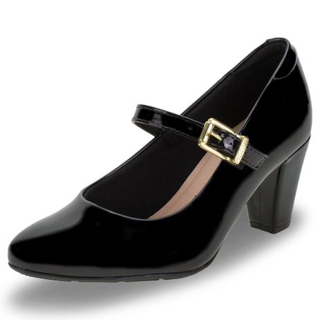 sapato preto salto médio