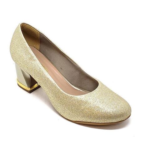 Sapato Hellen Suzan Salto Bloco Baixo Gliter Dourado - Scarpin Feminino -  Magazine Luiza