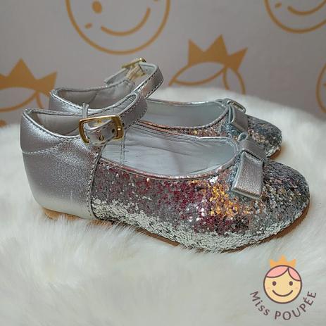 sapato infantil feminino prata
