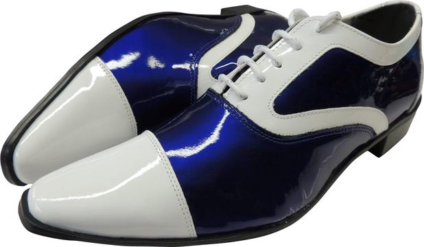 Sapato Social Neway Masculino Azul e Preto + Relógio