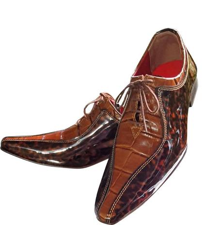 Sapato Masculino Italiano em Couro Marrom Crhomo com Jacaré Ref: 771 em  Promoção | Ofertas na Americanas