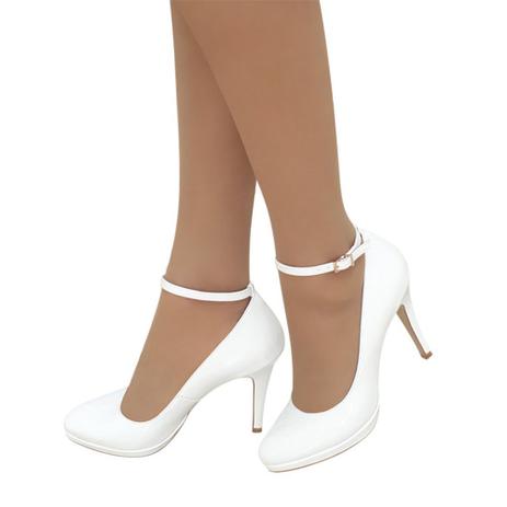 Sapato Noiva Boneca Branco Meia Pata Salto Alto - Duani - Peep Toe -  Magazine Luiza