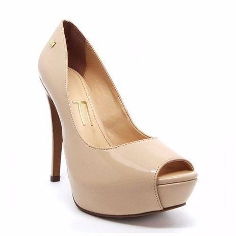 sapato peep toe nude