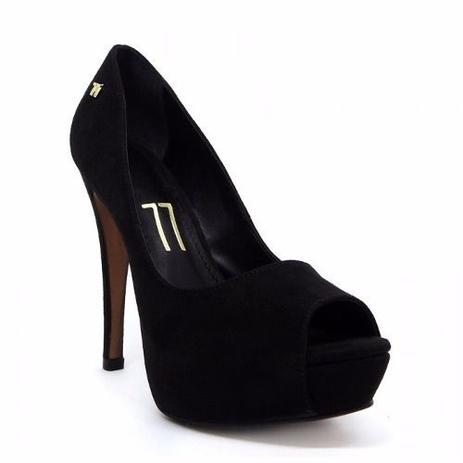 peep toe preto camurça