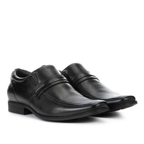 Sapato Pipper Masculino Spencer Sem Cadarços em Couro Preto