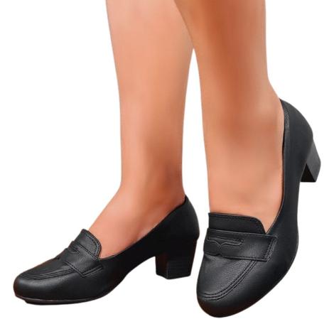 Sapato Preto Conforto Clássico Salto Baixo Grosso Trabalho - VillaSanta -  Outros Moda e Acessórios - Magazine Luiza