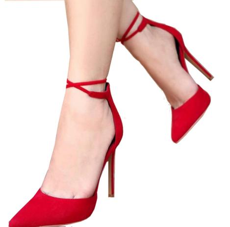 Sapato Scarpin Feminino Amarração Vermelho - Jp Calçados - Scarpin Feminino - Magazine Luiza