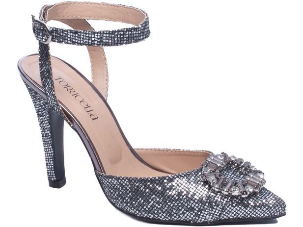 Sapato Scarpin Feminino Prata Glitter Metalizado Salto Alto - Torricella -  Scarpin Feminino - Magazine Luiza
