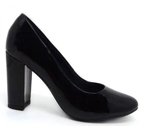 sapato bico redondo salto grosso