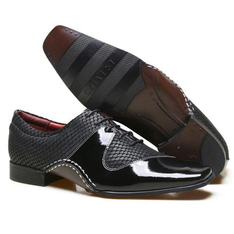 Sapato Social em Couro New Snake e Costuras Manuais Calvest - 1930C392  Preto - Sapato Social Masculino - Magazine Luiza