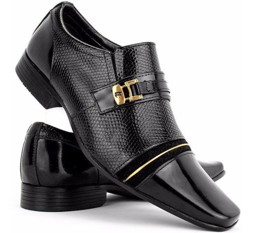 sapato social preto com dourado