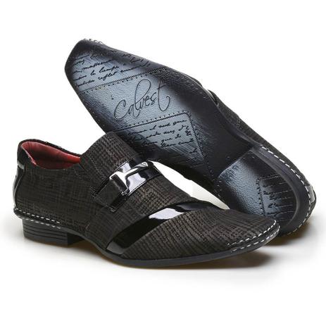 Sapato Social Masculino Calvest em Couro com Textura Tear - 1750D426 Preto  - Sapato Social Masculino - Magazine Luiza