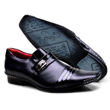 Sapato Social Masculino Calvest em Couro Verniz Preto com Costura Manual -  1750B475A - Sapato Social Masculino - Magazine Luiza