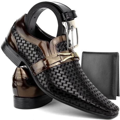Sapato Social Masculino Couro Legitimo Com Brinde Cinto E Carteira - Venetto - Sapato Social Masculino - Magazine Luiza