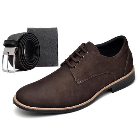 Sapato Social Masculino Esporte Fino Marrom Com Carteira e Cinto Go Well  Shoes - Kit Masculino - Magazine Luiza