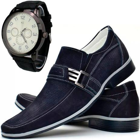 Sapato Social Masculino Marinho Com Fivela Confortavel Mais Relogio - Sapatofranca - Calçados Masculinos - Magazine Luiza