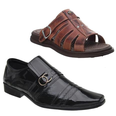Sapato Social Masculino Verniz Conforto Macio + Sandália - Eleganci -  Calçados Masculinos - Magazine Luiza