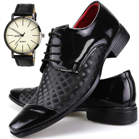 Sapato Social Neway WS Shoes Masculino Artesanal Preto + Relógio - Dhl calçados - Sapato Social Masculino - Magazine Luiza