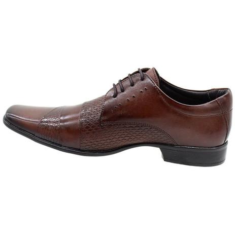 Sapato Social Rafarillo Couro Mogno Solado Em Borracha 34011 - FKV Calçados