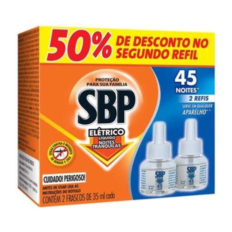 SBP Promoção Inseticida Elétrico SBP Noites Refil Líquido 2x35ml Menor preço em SBP Promoção Inseticida Elétrico SBP Noites Refil Líquido 2x35ml
