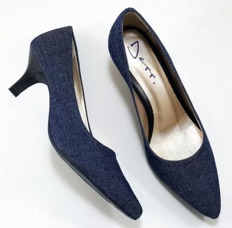 scarpin jeans salto baixo